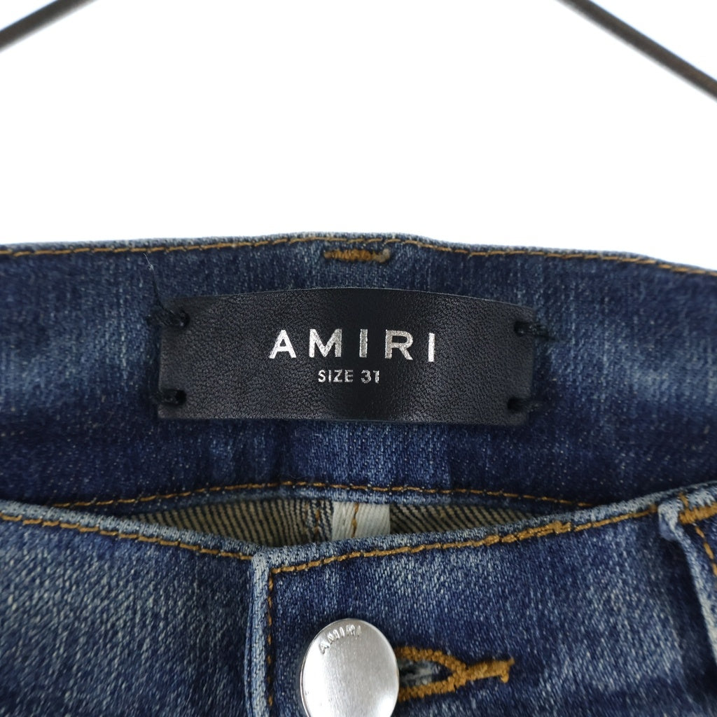 AMIRI(アミリ) 蛇腹レザー ダメージ加工 デニム ジーンズ スキニーパンツ SR1PXMD012SAMDSIインディゴ
