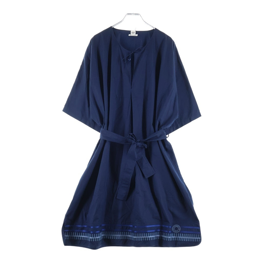 HERMES(エルメス) BEACH CAFTAN ビーチカフタンドレス 刺繍 半袖ワンピース H6E3518DAI734 ネイビー レディース