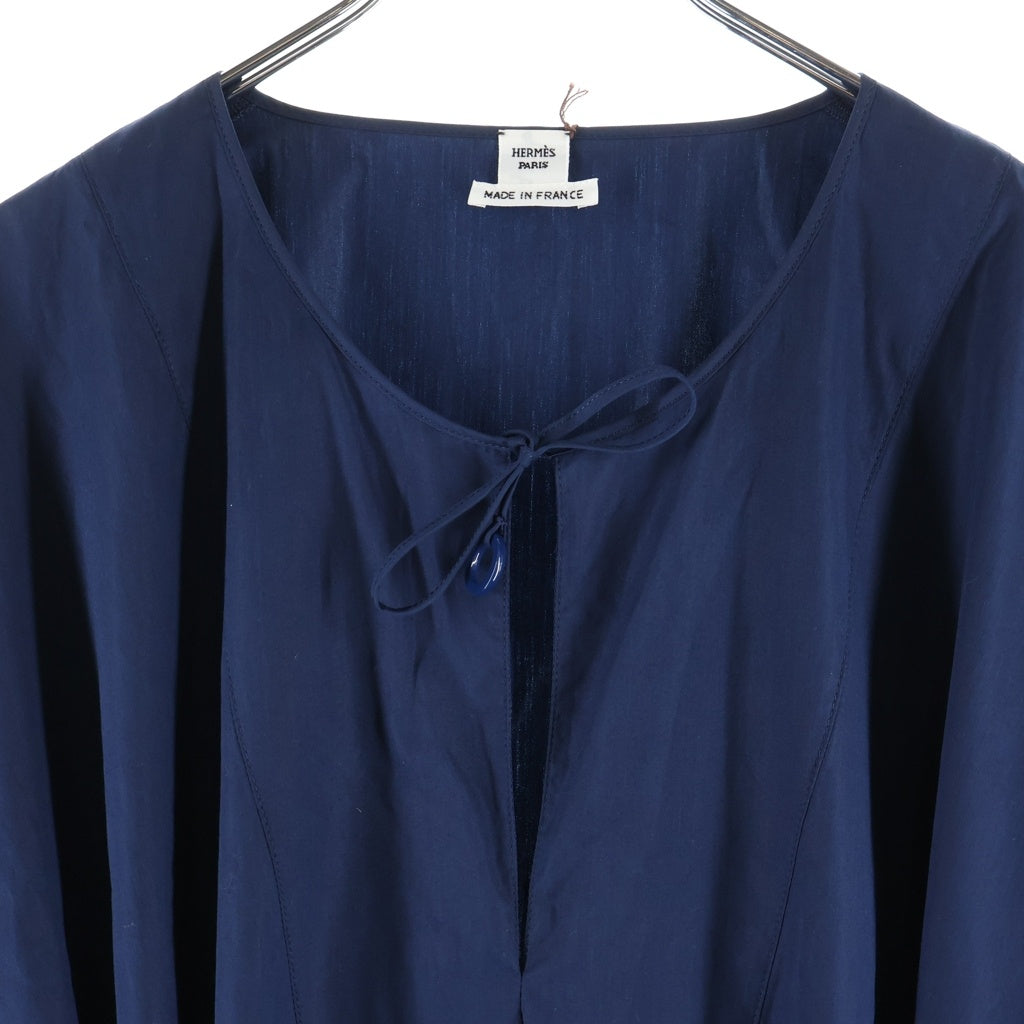 HERMES(エルメス) BEACH CAFTAN ビーチカフタンドレス 刺繍 半袖ワンピース H6E3518DAI734 ネイビー レディース