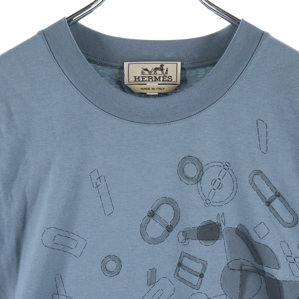 HERMES(エルメス) 25SS Fragments Equestres フラグメント・エクエストレス 半袖Tシャツ eucalyptus H557910HA グリーン