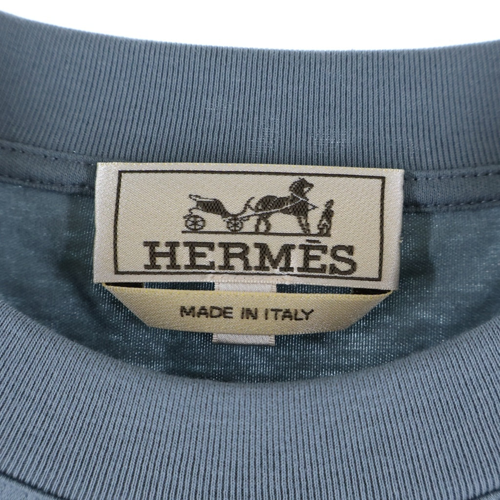 HERMES(エルメス) 25SS Fragments Equestres フラグメント・エクエストレス 半袖Tシャツ eucalyptus H557910HA グリーン