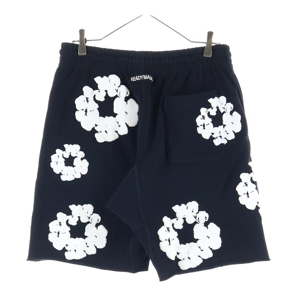 READY MADE(レディメイド) ×DENIM TEARS デニムティアーズ フラワー コットン スウェットショートパンツ RE-DT-BK-00-00-17 ブラック