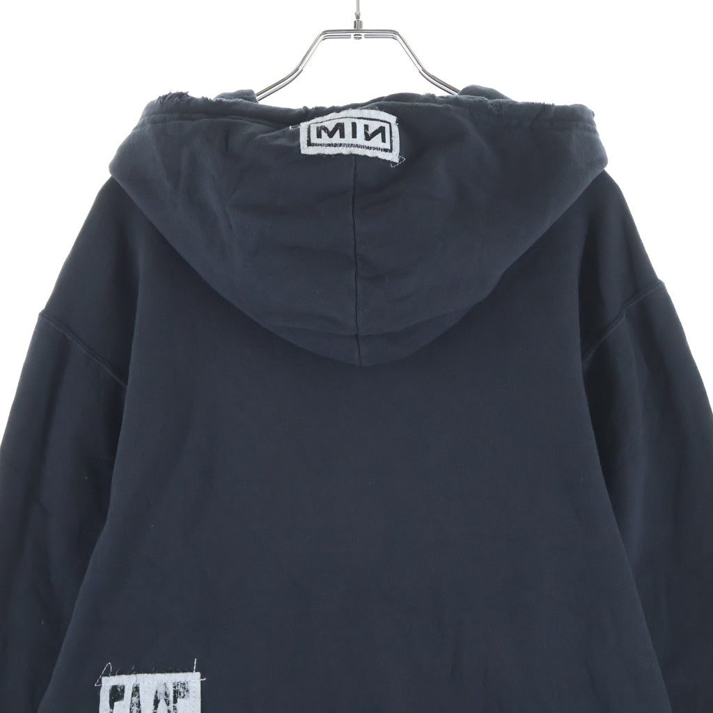 MINUS(マイナス) Bootleg Zip Up Hoodie With Damaged ブートレグ ジップ アップフーディー ブラック M-P1-BG1