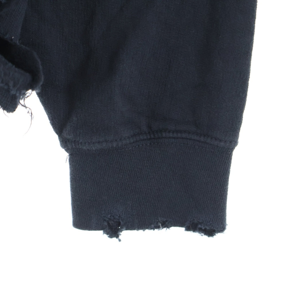 MINUS(マイナス) Bootleg Zip Up Hoodie With Damaged ブートレグ ジップ アップフーディー ブラック M-P1-BG1