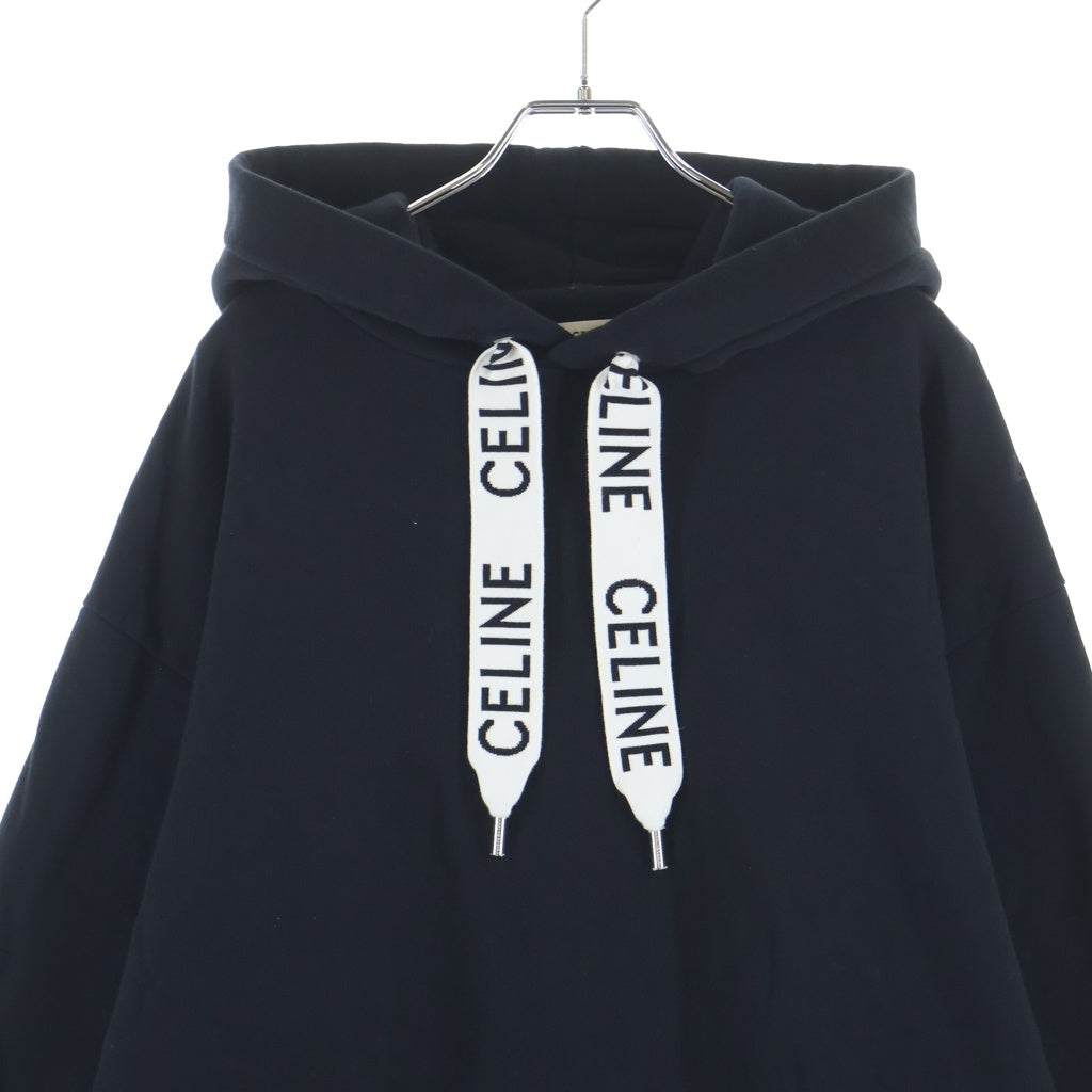 CELINE(セリーヌ) 21AW Loose Sweatshirt In Cotton Fleece ドローコード プルオーバー フーディー スウェット パーカー ブラック 2Y468670Q