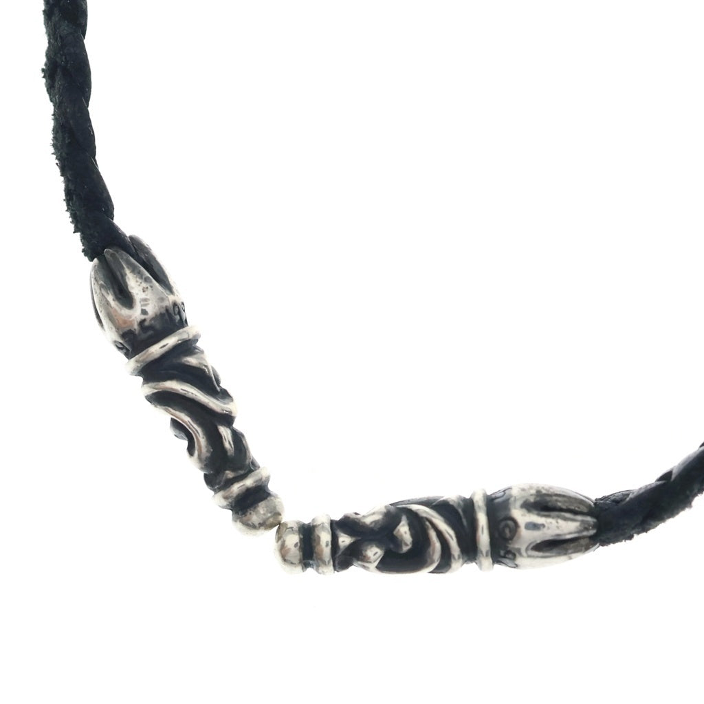 CHROME HEARTS(クロムハーツ) LEATHER BRAID SCROLL ネックレス レザーブレイドネックレス ブラック/シルバー BCA377