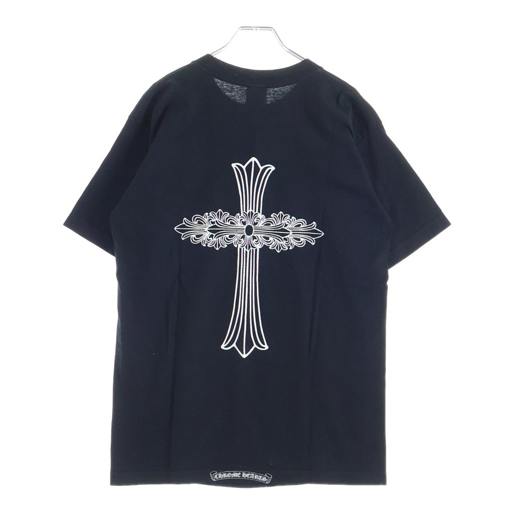 CHROME HEARTS(クロムハーツ) OLD NECK LOGO BACK FLRL LRG CRS S/S TEE オールド ネックロゴ バックフローラル ラージクロスプリント半袖Tシャツ ブラック