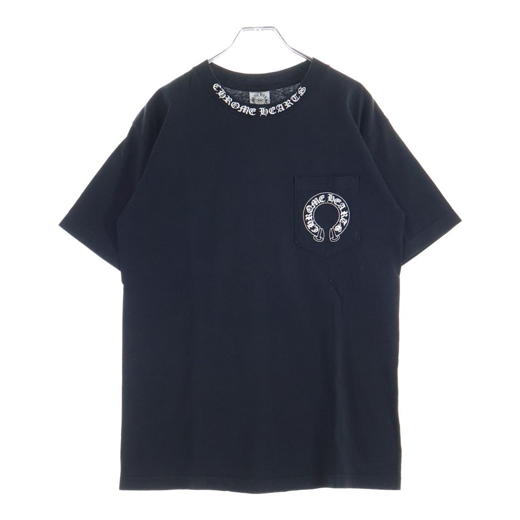 CHROME HEARTS(クロムハーツ) OLD NECK LOGO BACK FLRL LRG CRS S/S TEE オールド ネックロゴ バックフローラル ラージクロスプリント半袖Tシャツ ブラック