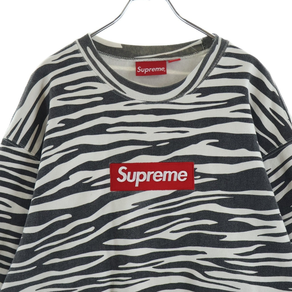 SUPREME(シュプリーム) 22AW Box Logo Crewneck Zebra ゼブラ柄 ボックスロゴ クルーネック長袖スウェットトレーナー ブラック/ホワイト