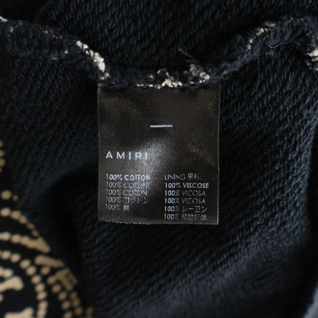AMIRI(アミリ) Bandana Bleach Pullover Parka バンダナ ペイズリー ブリーチ プルオーバーパーカー ブラック