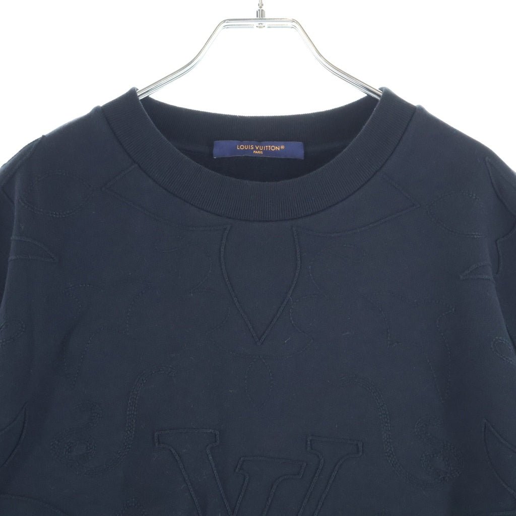 LOUIS VUITTON(ルイヴィトン) 24AW LV Logo Jacquard Embroidered Sweatshirt LVロゴ ジャガードエンブロイダリー スウェットシャツ RM242M IHN HRY83W ブラック