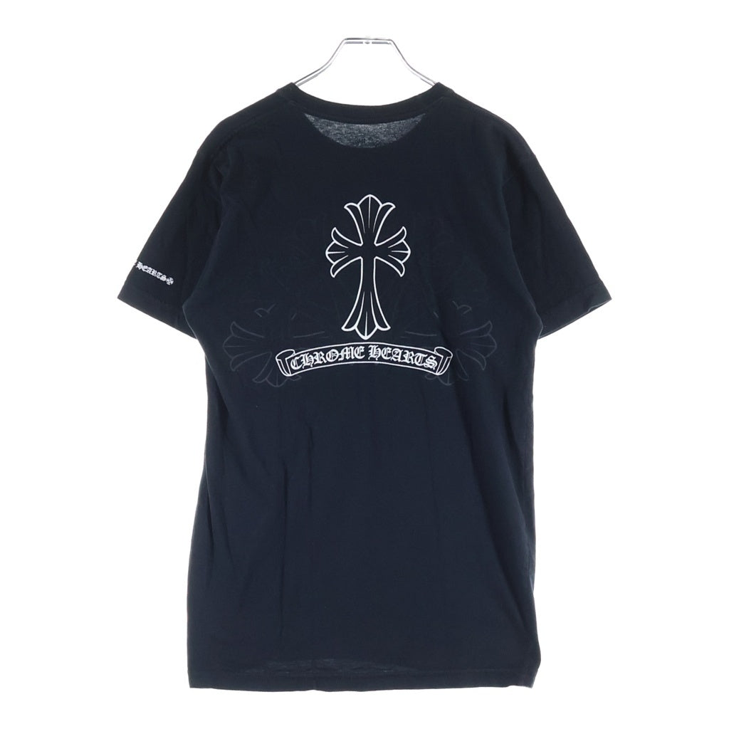 CHROME HEARTS(クロムハーツ) CH S/S バックセメタリーCHクロス スクロールラベル プリント半袖Tシャツカットソー ブラック