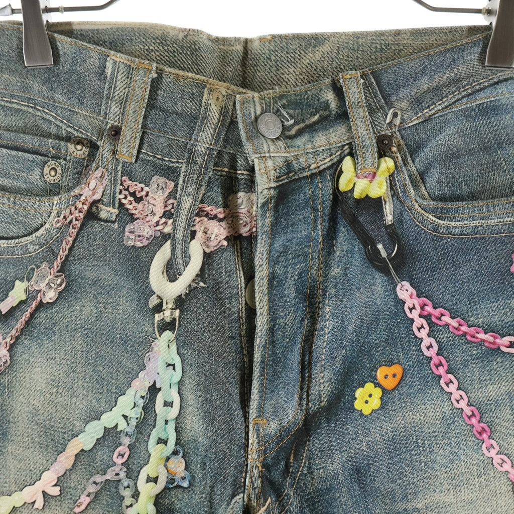 Acne Studios(アクネ ストゥディオズ) Baggy Fit Jeans 1981M 転写プリント ボタンフライ バギーフィット デニムパンツ インディゴ FN-MN-TROU001101