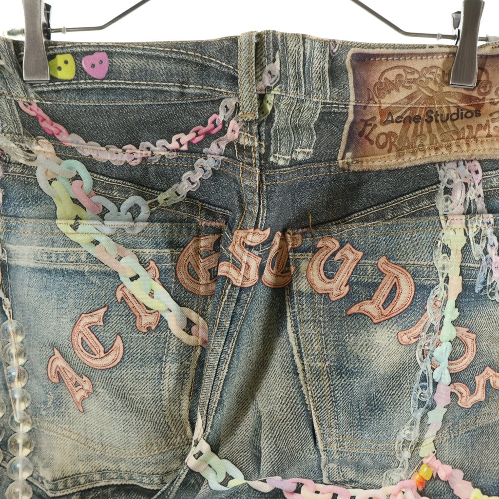 Acne Studios(アクネ ストゥディオズ) Baggy Fit Jeans 1981M 転写プリント ボタンフライ バギーフィット デニムパンツ インディゴ FN-MN-TROU001101