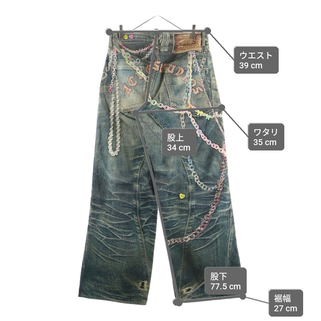 Acne Studios(アクネ ストゥディオズ) Baggy Fit Jeans 1981M 転写プリント ボタンフライ バギーフィット デニムパンツ インディゴ FN-MN-TROU001101