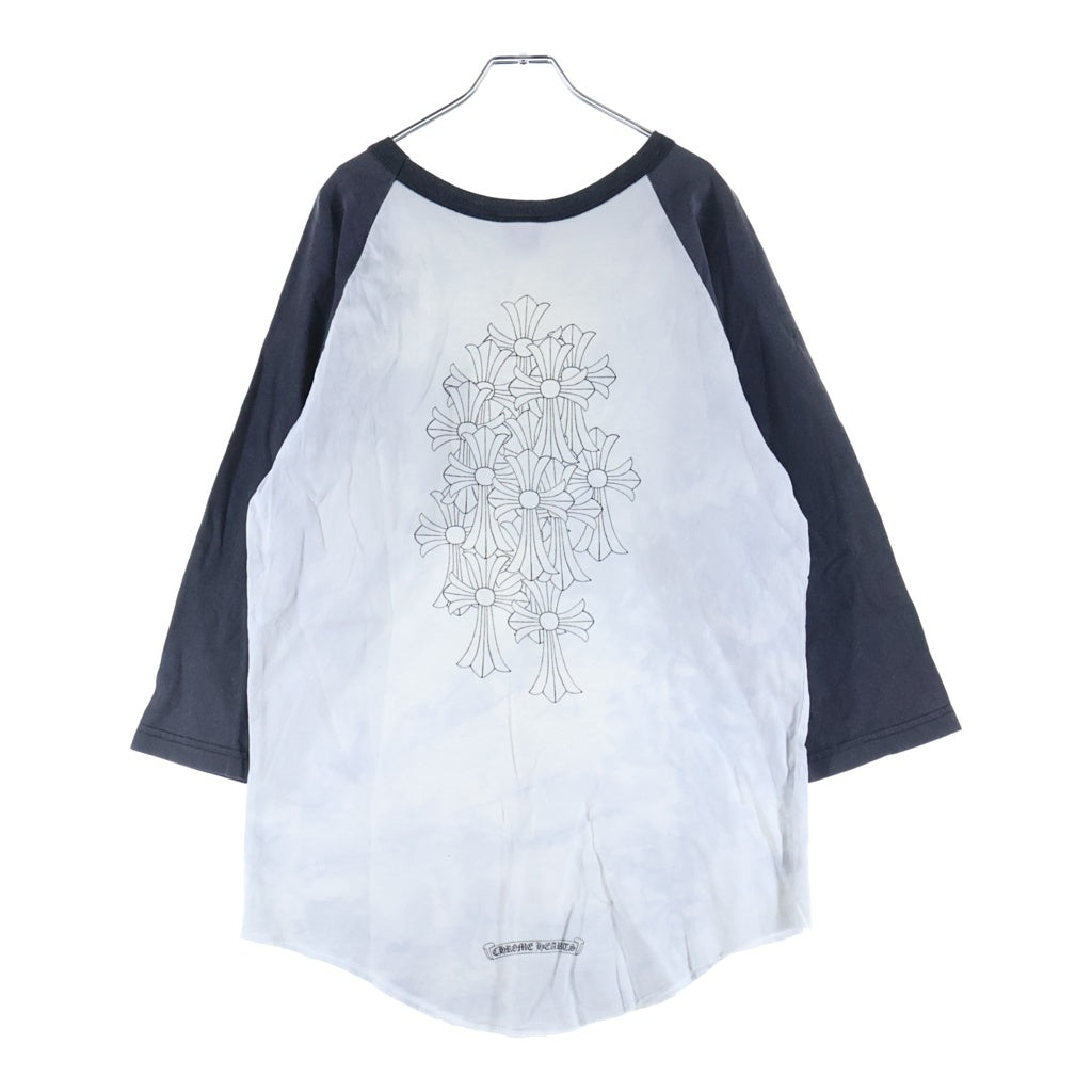 CHROME HEARTS(クロムハーツ) OLD CEMETARY CROSS RAGLAN TEE オールド7分丈 セメタリークロス ラグラン長袖シャツ カットソーホワイト/ブラック
