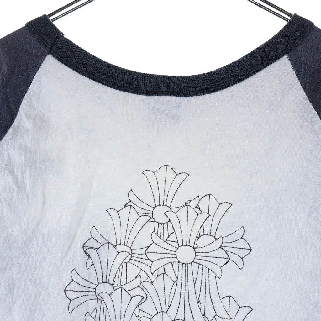 CHROME HEARTS(クロムハーツ) OLD CEMETARY CROSS RAGLAN TEE オールド7分丈 セメタリークロス ラグラン長袖シャツ カットソーホワイト/ブラック