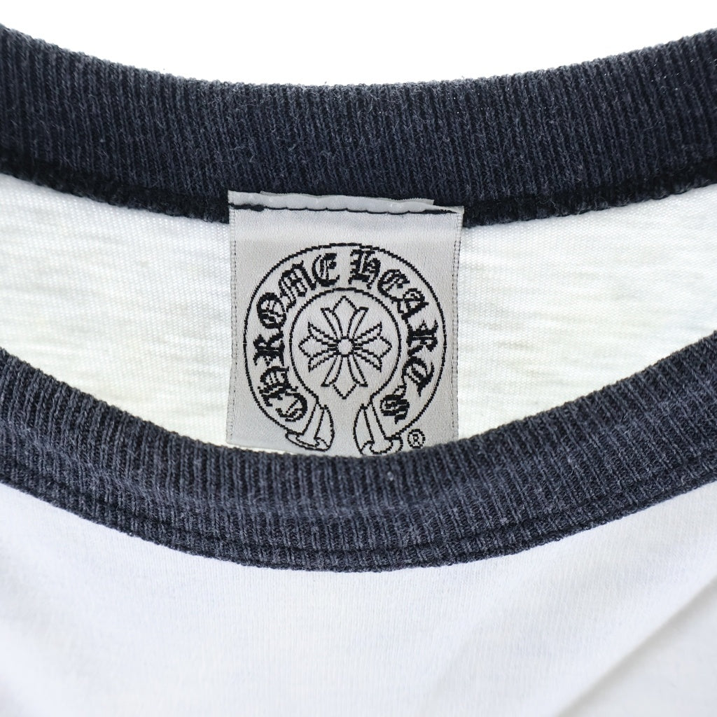 CHROME HEARTS(クロムハーツ) OLD CEMETARY CROSS RAGLAN TEE オールド7分丈 セメタリークロス ラグラン長袖シャツ カットソーホワイト/ブラック
