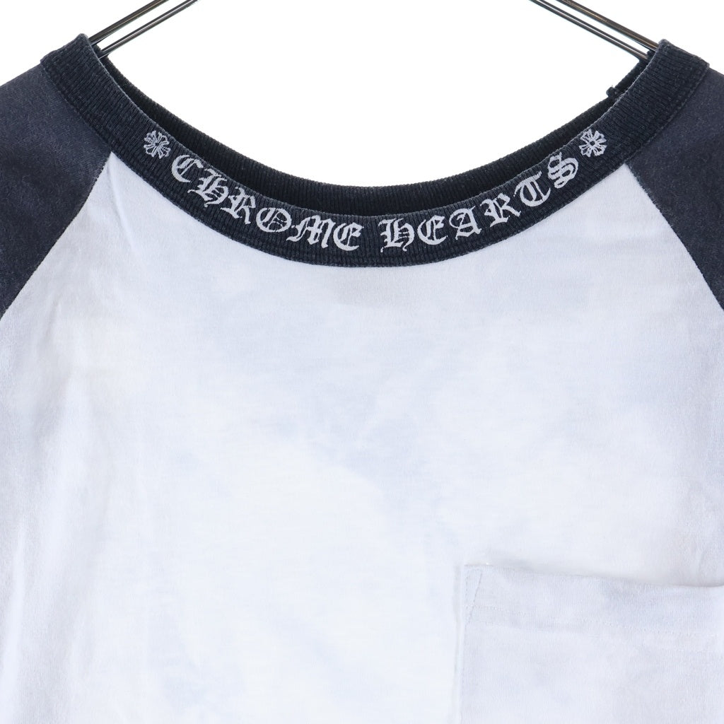 CHROME HEARTS(クロムハーツ) OLD FAIRY CROSS RAGLAN TEE オールド フェアリークロスラグラン長袖Tシャツ カットソー ホワイト/ブラック