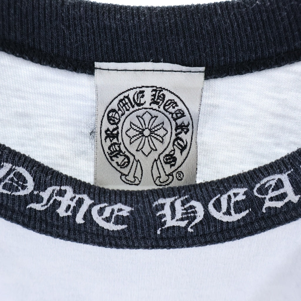 CHROME HEARTS(クロムハーツ) OLD FAIRY CROSS RAGLAN TEE オールド フェアリークロスラグラン長袖Tシャツ カットソー ホワイト/ブラック