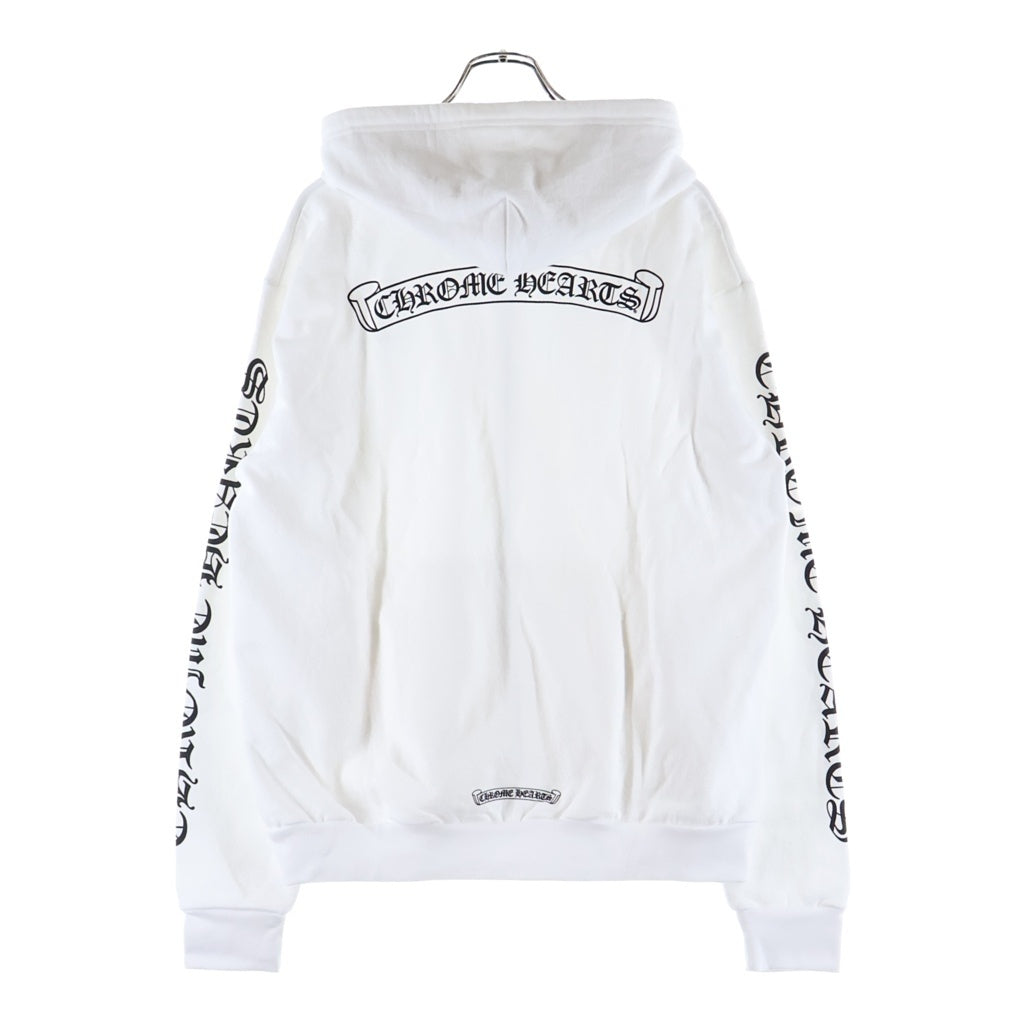 CHROME HEARTS(クロムハーツ) Back Scroll Label Logo Zip Up Hoodie バックスクロールラベル ロゴジップアップフーディ パーカー ホワイト