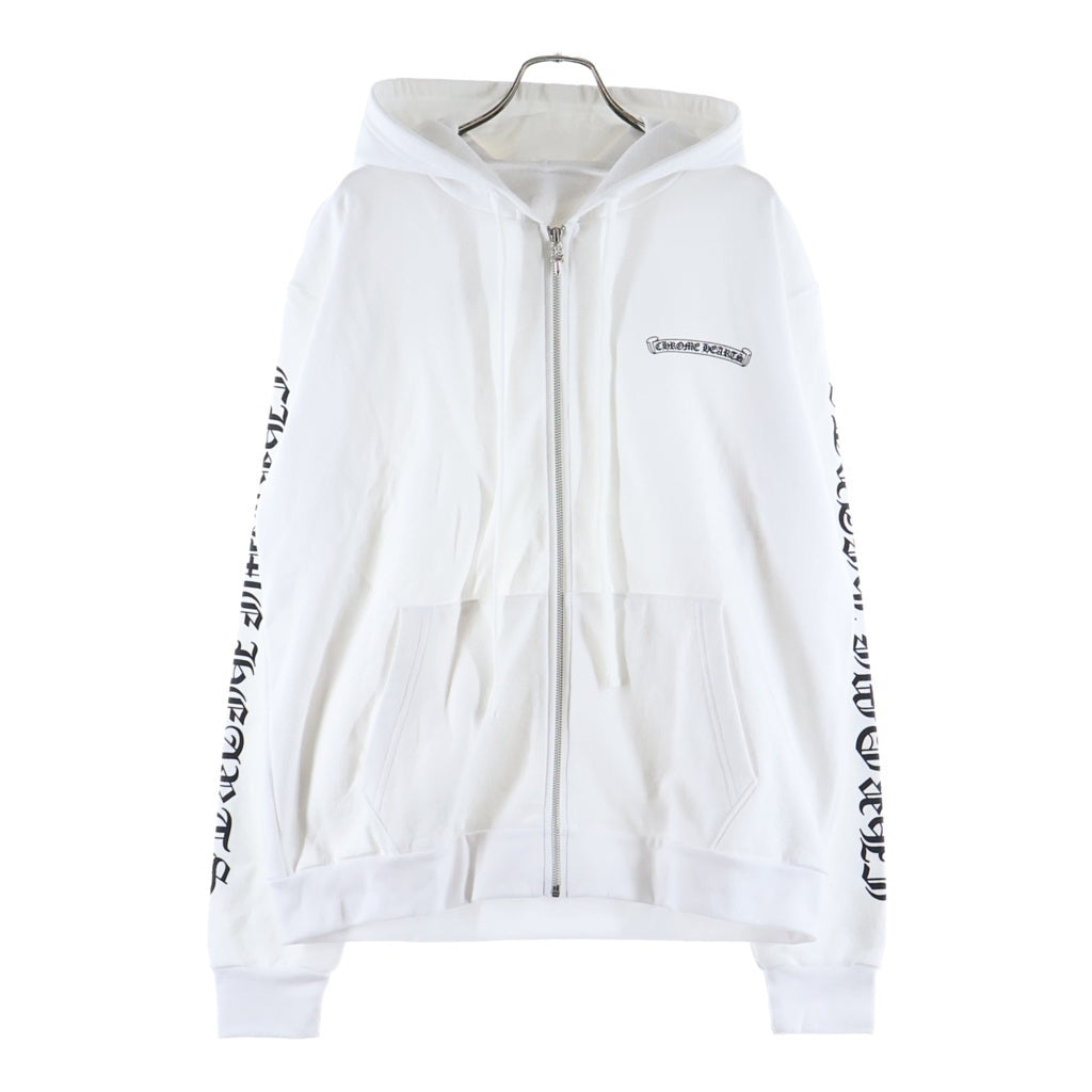CHROME HEARTS(クロムハーツ) Back Scroll Label Logo Zip Up Hoodie バックスクロールラベル ロゴジップアップフーディ パーカー ホワイト