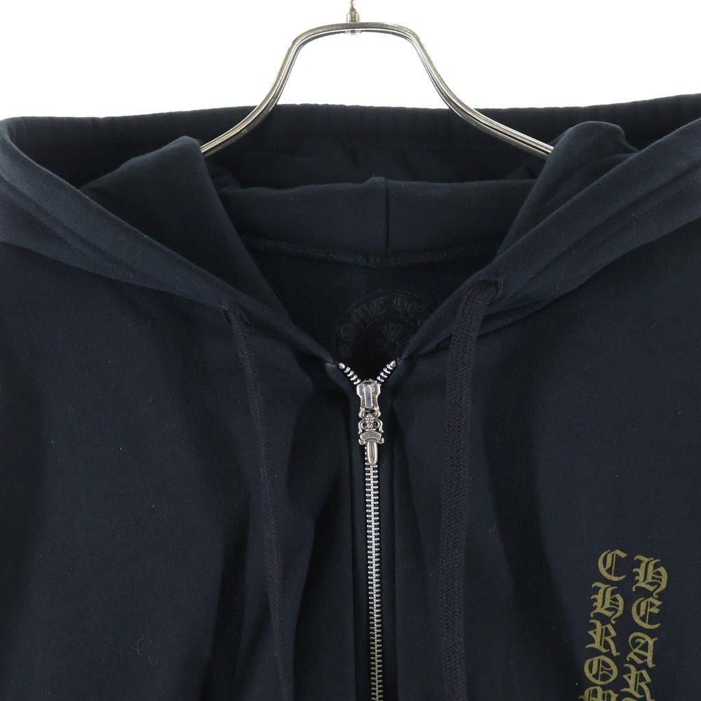 CHROME HEARTS(クロムハーツ) SWTSHRT HD ZIP ヴァーティカルロゴグリッタープリントジップアップパーカー ブラック/カーキ
