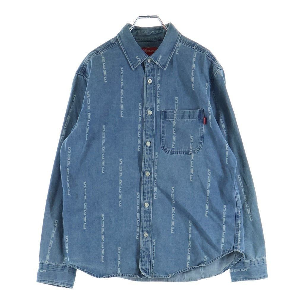 SUPREME(シュプリーム) 20AW Logo Stripe Jacquard Denim Shirt ロゴ ストライプ ジャガード デニムシャツ 長袖シャツ インディゴ