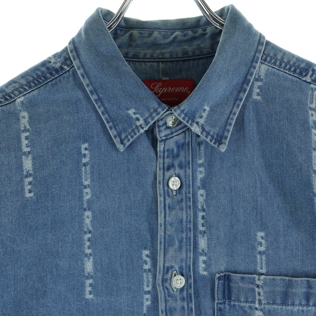 SUPREME(シュプリーム) 20AW Logo Stripe Jacquard Denim Shirt ロゴ ストライプ ジャガード デニムシャツ 長袖シャツ インディゴ