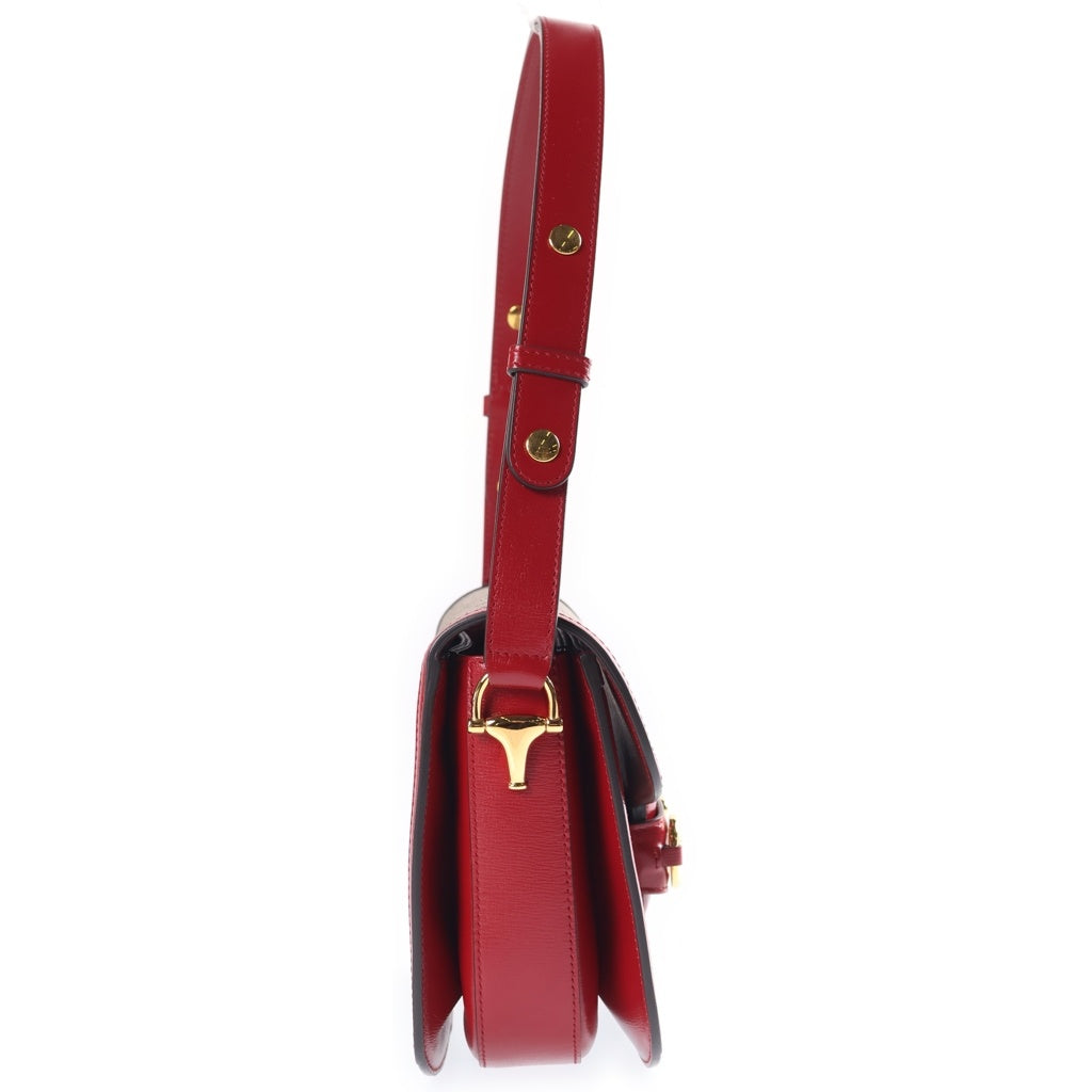 GUCCI(グッチ) ホースビット ショルダーバッグ PVCレザー ゴールド金具 658574 ブラウン/レッド