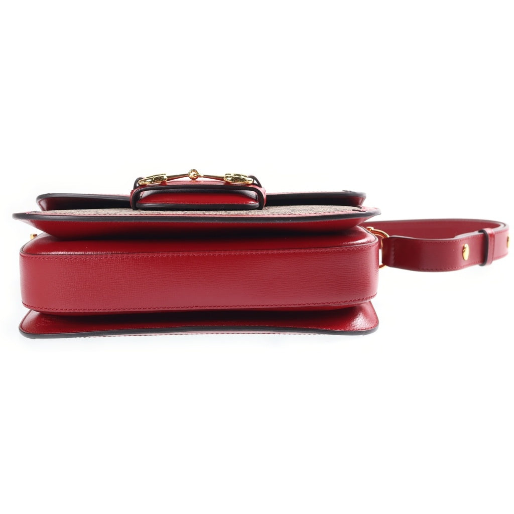 GUCCI(グッチ) ホースビット ショルダーバッグ PVCレザー ゴールド金具 658574 ブラウン/レッド