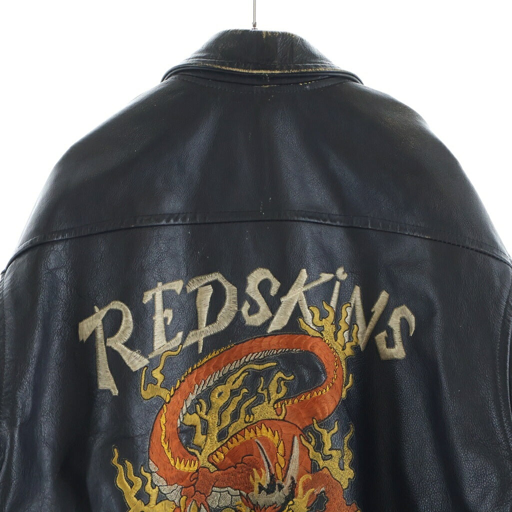 REDSKINS(レッドスキンズ) ドラゴン刺繍 レザージャケット ブラック
