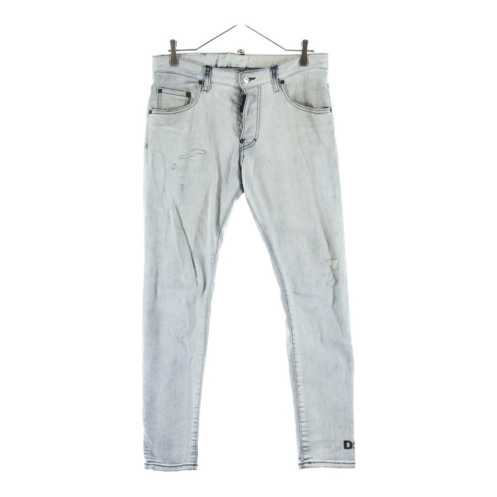 DSQUARED2(ディースクエアード) 22AW Skater Jean スケータージーンズ 裾ロゴ スキニーデニム グレー S74LB1187