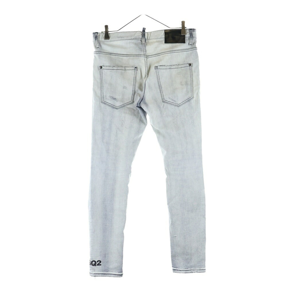 DSQUARED2(ディースクエアード) 22AW Skater Jean スケータージーンズ 裾ロゴ スキニーデニム グレー S74LB1187