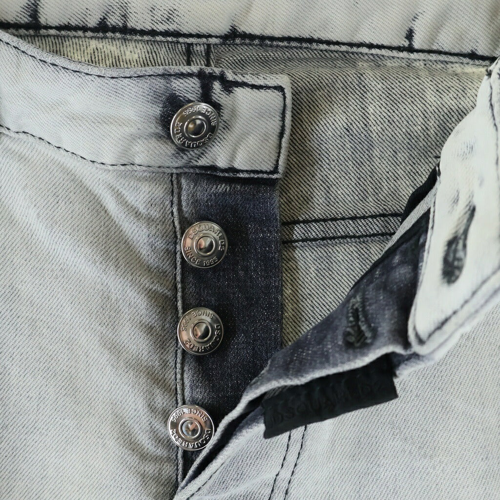 DSQUARED2(ディースクエアード) 22AW Skater Jean スケータージーンズ 裾ロゴ スキニーデニム グレー S74LB1187
