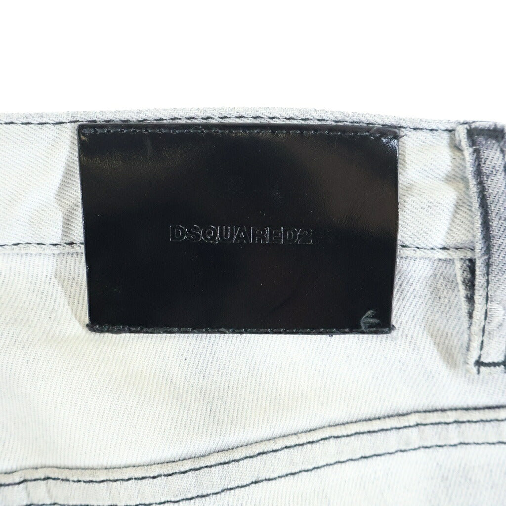 DSQUARED2(ディースクエアード) 22AW Skater Jean スケータージーンズ 裾ロゴ スキニーデニム グレー S74LB1187
