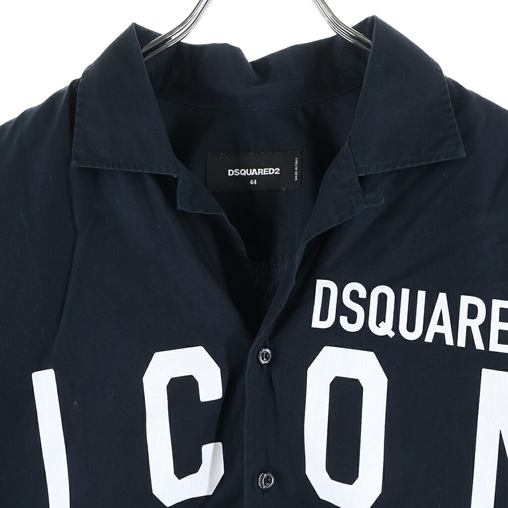 DSQUARED2(ディースクエアード) 20SS ICON オープンカラー半袖シャツ ブラック S79DL0002 S36275