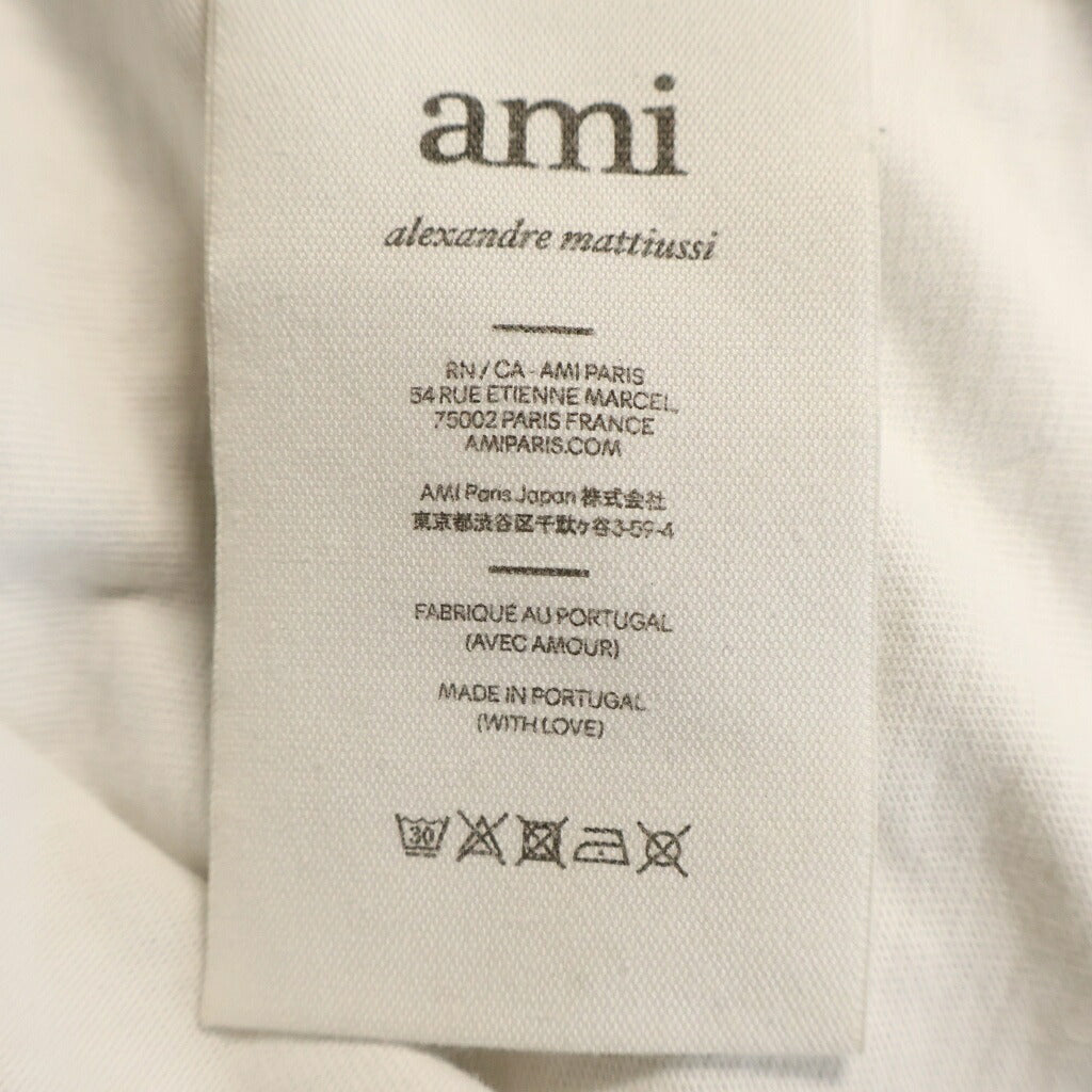 ami paris(アミパリス) ワンポイント刺繍 クルーネック半袖Tシャツ ホワイト BFUTS005.726