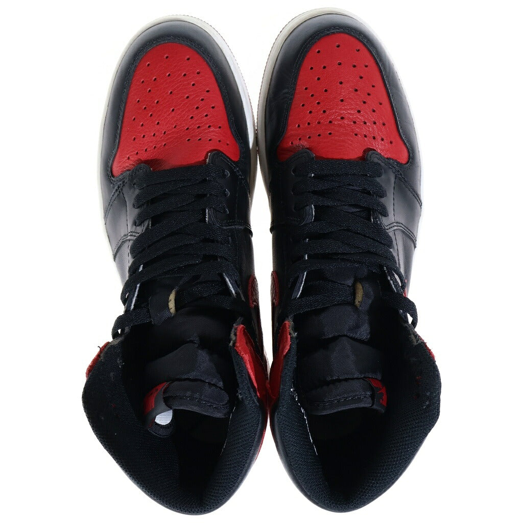 NIKE(ナイキ) 【2016年製】AIR JORDAN 1 RETRO HIGH OG BRED BANNED 555088-001 エアジョーダン1 レトロ ブレッド バンド ハイカットスニーカー US9.5/27.5cm ブラック/レッド