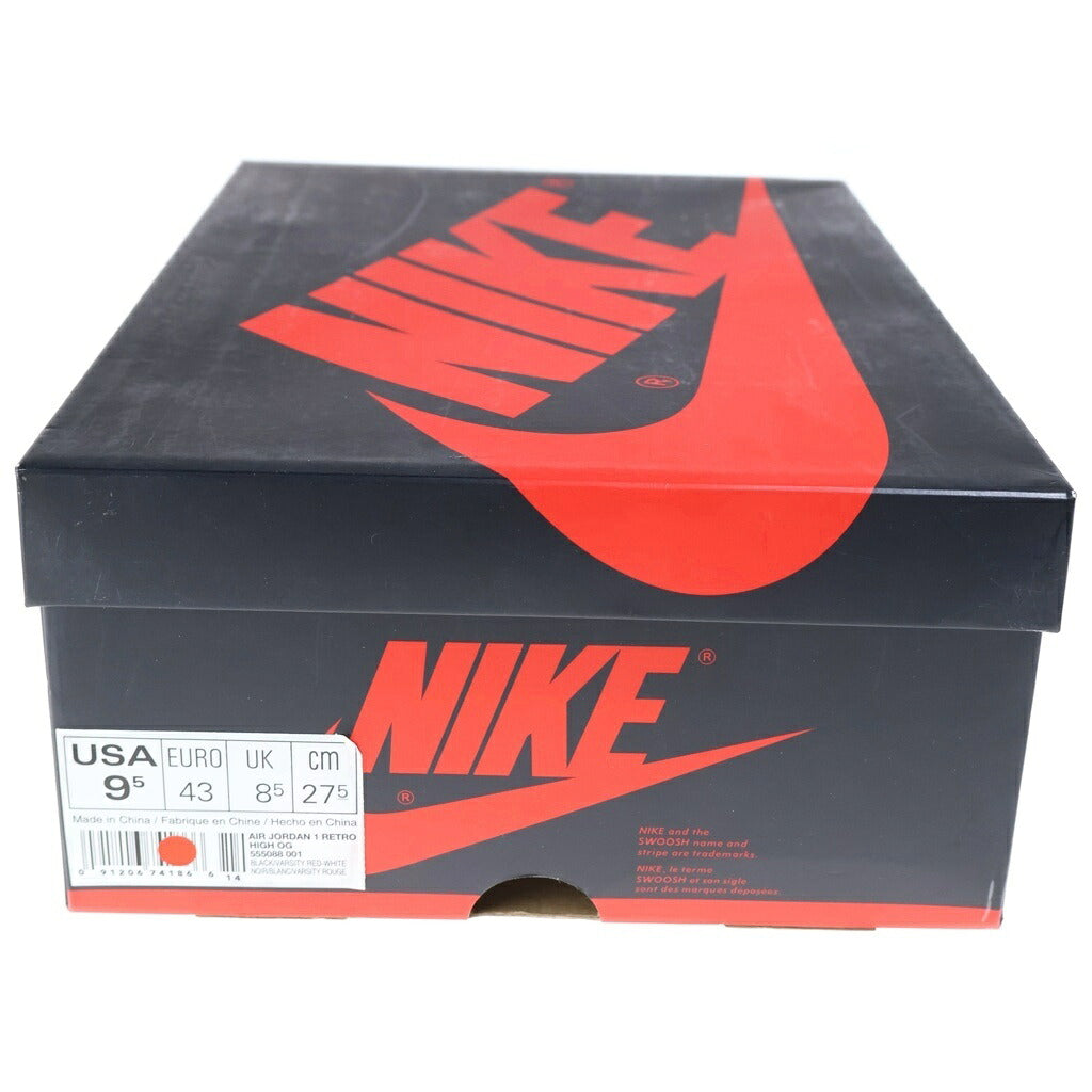 NIKE(ナイキ) 【2016年製】AIR JORDAN 1 RETRO HIGH OG BRED BANNED 555088-001 エアジョーダン1 レトロ ブレッド バンド ハイカットスニーカー US9.5/27.5cm ブラック/レッド