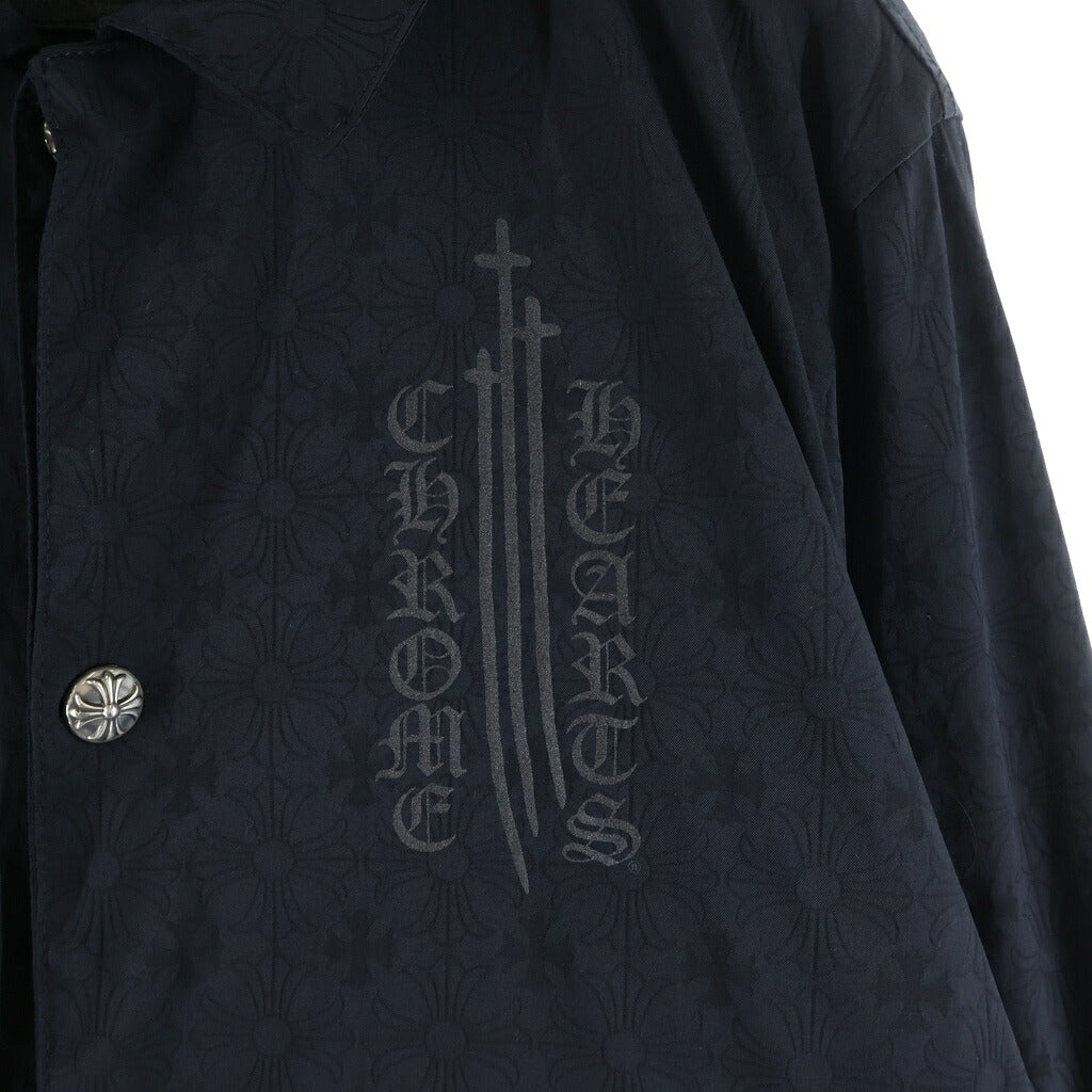 CHROME HEARTS(クロムハーツ) RIGGINS FBRC レタリングプリント クロスボールボタン ナイロンコーチジャケット ブラック