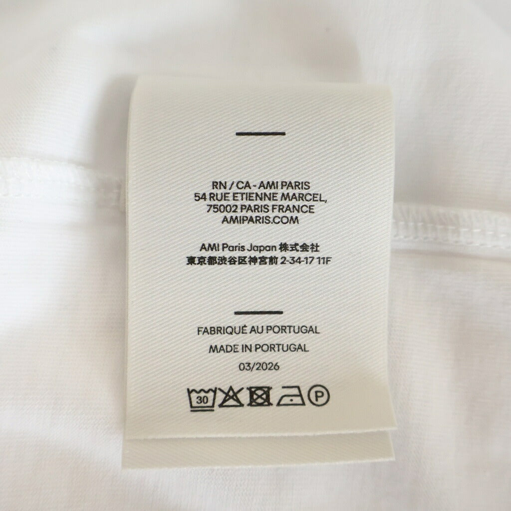 ami paris(アミパリス) フロントロゴ刺繍 半袖Tシャツカットソー HTS411.JE0270 ホワイト