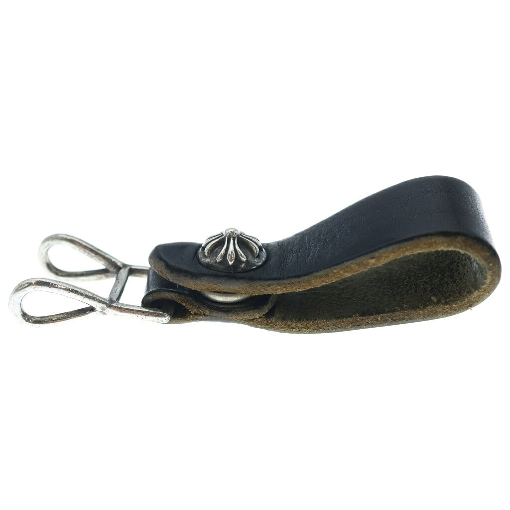 CHROME HEARTS(クロムハーツ) BELT LOOP クロスボールボタンレザーベルトループ シルバー/ブラック BCA397