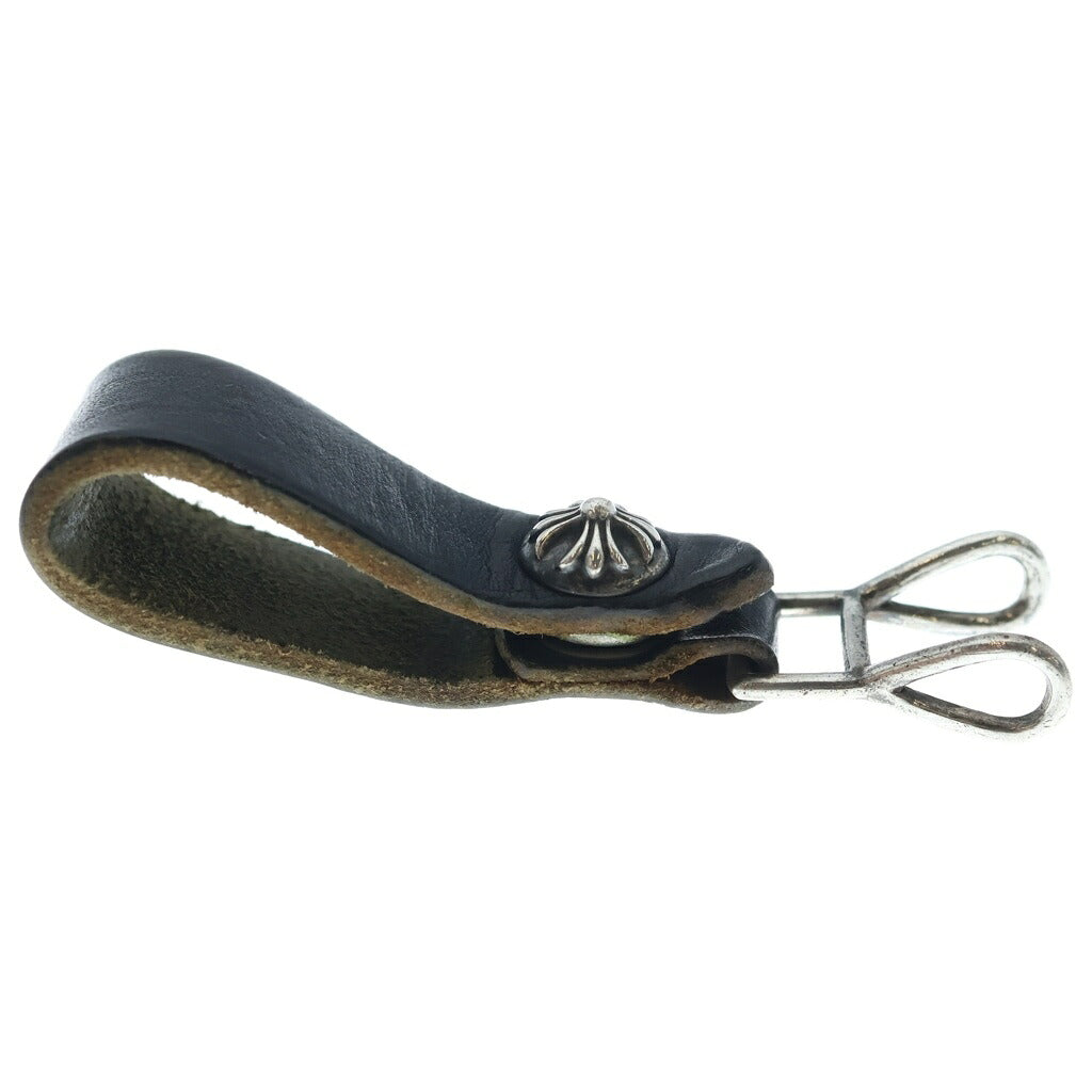 CHROME HEARTS(クロムハーツ) BELT LOOP クロスボールボタンレザーベルトループ シルバー/ブラック BCA397