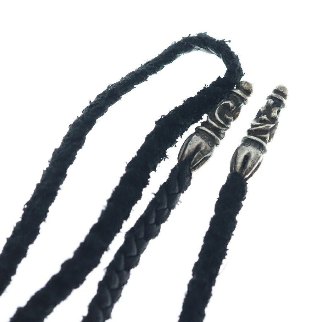 CHROME HEARTS(クロムハーツ) LEATHER BRAID SCROLL ネックレス レザーブレイドネックレス ブラック/シルバー BCA377