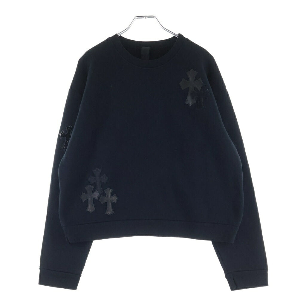 CHROME HEARTS(クロムハーツ) Y NOT CREW NECK SWEAT パテントレザークロスパッチクルーネックスウェット ブラック
