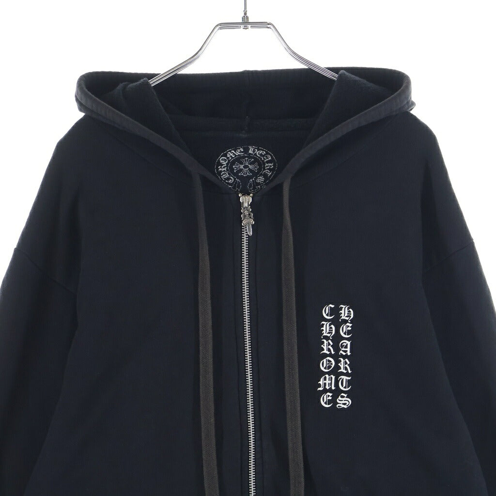 CHROME HEARTS(クロムハーツ) Back Cemetery Cross SWTSHRT HD ZIP バックセメタリープリント ジップアップパーカー ブラック