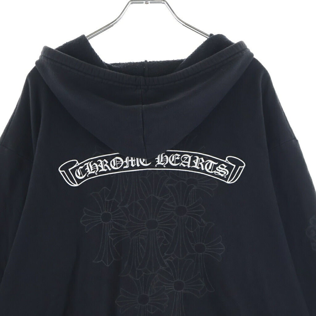 CHROME HEARTS(クロムハーツ) Back Cemetery Cross SWTSHRT HD ZIP バックセメタリープリント ジップアップパーカー ブラック