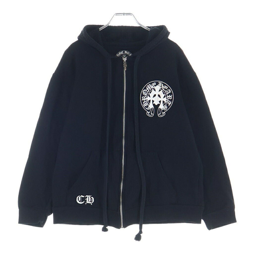 CHROME HEARTS(クロムハーツ) TRIPLE CROSS SWTSHRT HD ZIP バックトリプルクロスプリント ジップアップパーカー ブラック