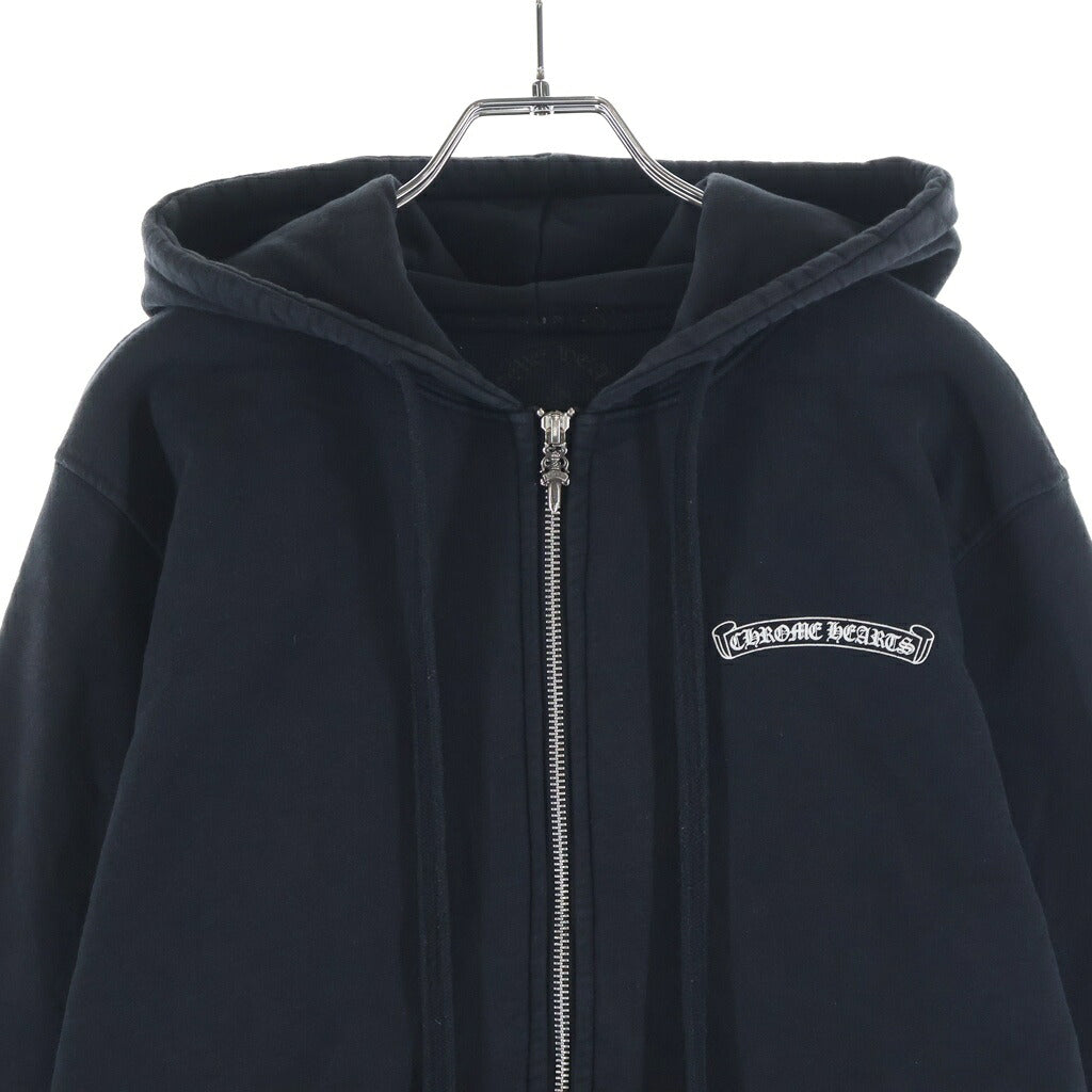CHROME HEARTS(クロムハーツ) Cemetery Cross SWTSHRT HD ZIP セメタリークロスプリント 裏地サーマル ジップアップパーカー ブラック